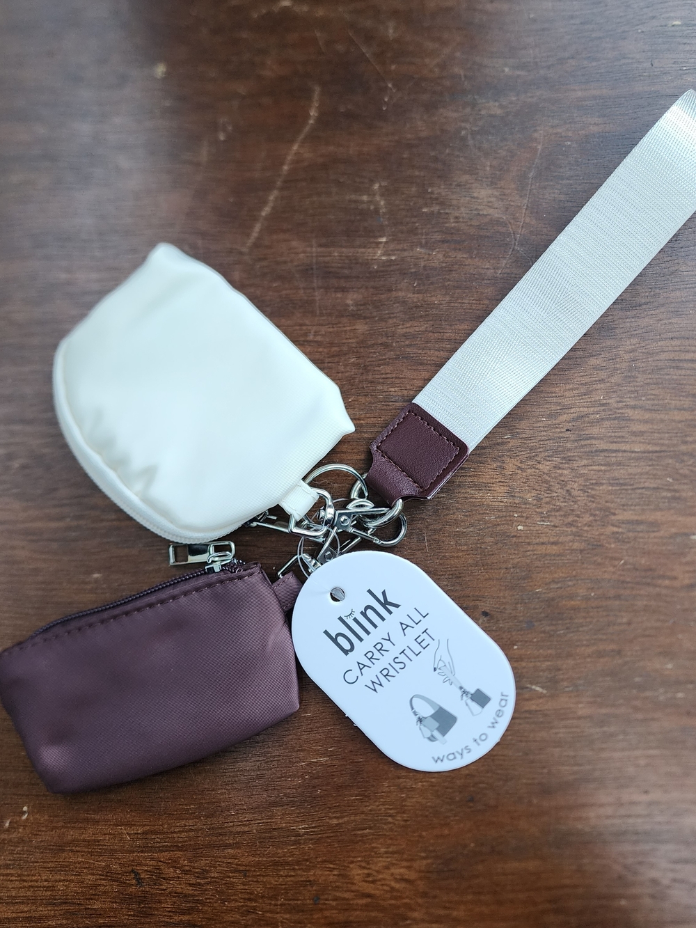 Blink Carry All Wristlet Pouch Set White & Plum Maroon New With Tags NWT